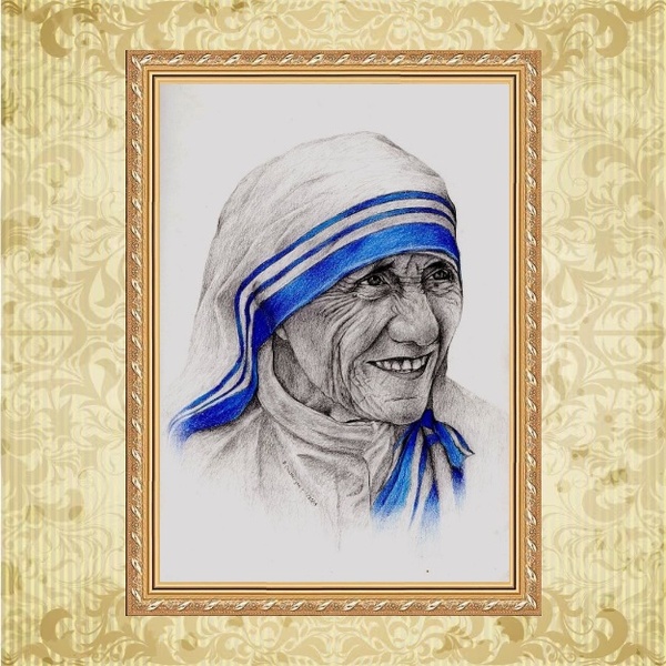 Quadro Moldura Dourada Madre Teresa De Calcutá 45x34cm Acabam