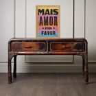 Quadro Moldura Dourada Mais Amor Por Favor 24x18cm Acabamento