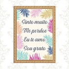 Quadro Moldura Dourada Mantra Hooponopono 45x34cm Acabamento:
