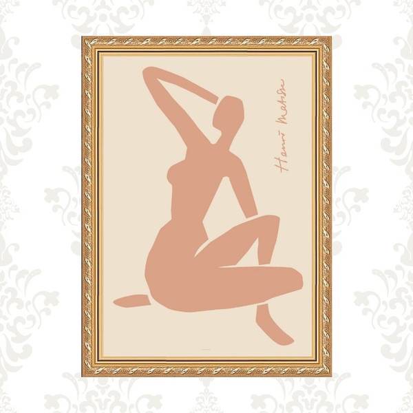 Quadro Moldura Dourada Matisse Rosê - Mulher 45x34cm Acabamen