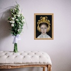 Quadro Moldura Dourada Menina Com Fone Ouvido 24x18cm Acabame