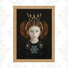 Quadro Moldura Dourada Menina Fone Ouvido 45x34cm Acabamento: