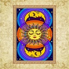 Quadro Moldura Dourada Místico Sol E Lua 45x34cm Acabamento:c