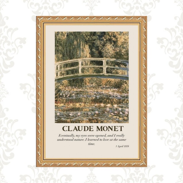 Quadro Moldura Dourada Monet - Ponte 45x34cm Acabamento:com A