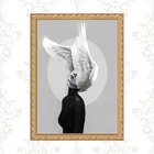 Quadro Moldura Dourada Mulher Com Asas 33x24cm Acabamento:com