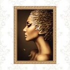 Quadro Moldura Dourada Mulher Ouro 24x18cm Acabamento:com Ace