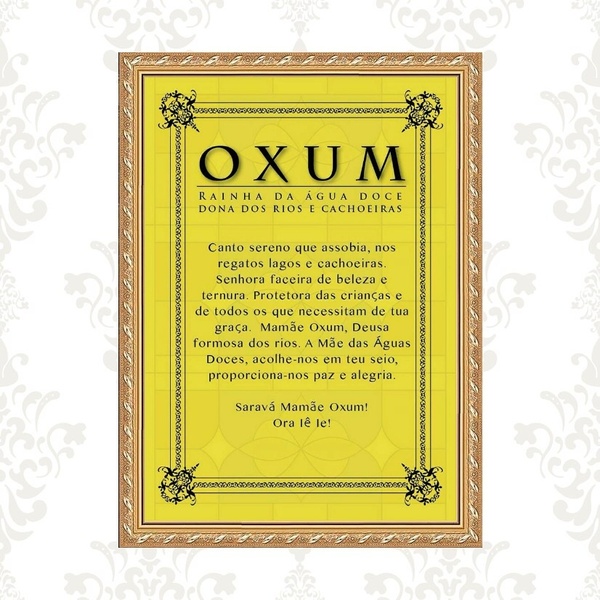 Quadro Moldura Dourada Oração Oxum 45x34cm Acabamento:com Vid