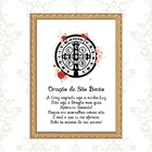 Quadro Moldura Dourada Oração São Bento 24x18cm Acabamento:co