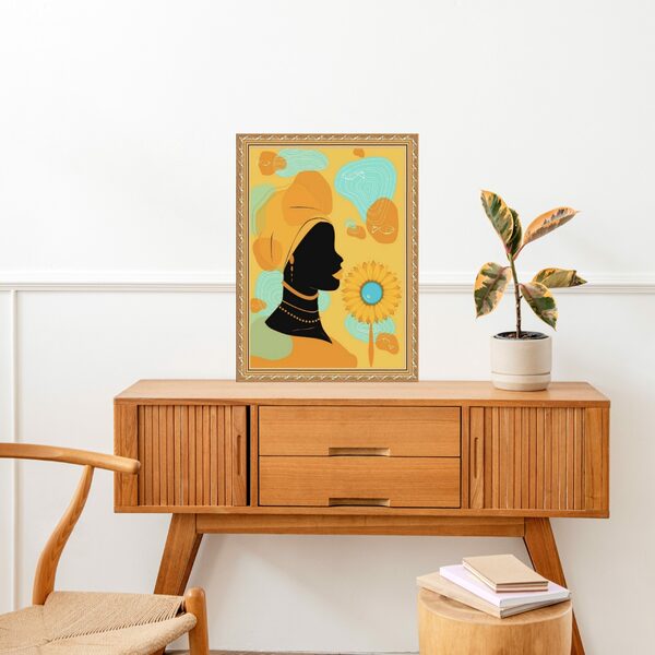 Quadro Moldura Dourada Orixá Oxum Silhueta 24x18cm Acabamento