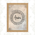 Quadro Moldura Dourada Pai Nosso Mármore 33x24cm Acabamento:c