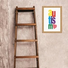 Quadro Moldura Dourada Palavra Autismo 33x24cm Acabamento:com