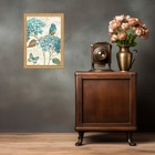 Quadro Moldura Dourada Passarinho Vintage Azul 24x18cm Acabam