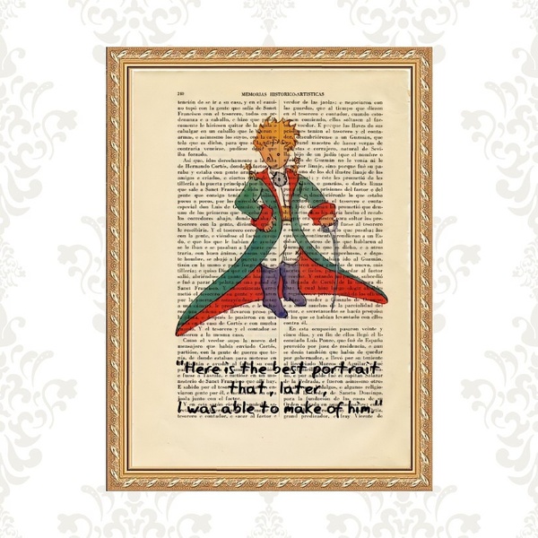 Quadro Moldura Dourada Pequeno Príncipe Vintage Frase 45x34cm