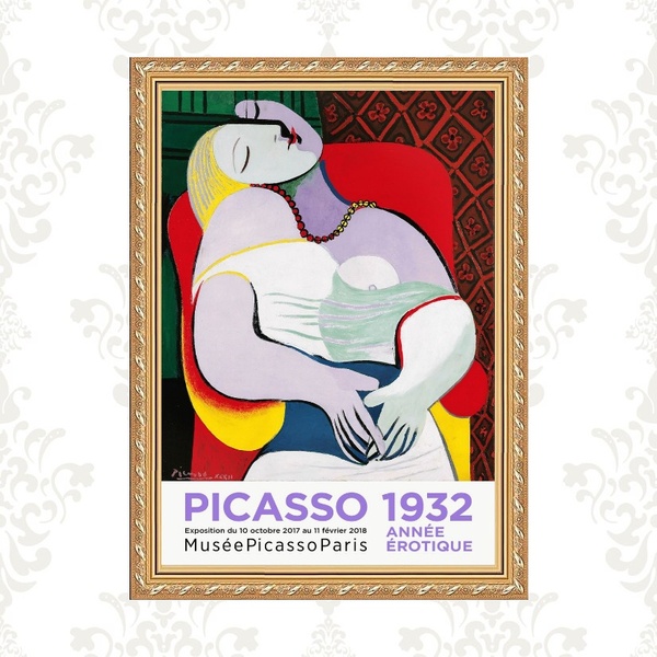 Quadro Moldura Dourada Picasso 1932 45x34cm Acabamento:com Vi