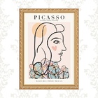 Quadro Moldura Dourada Picasso - Flores 33x24cm Acabamento:co