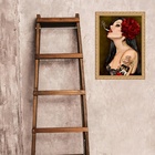 Quadro Moldura Dourada Pombagira Fumando 33x24cm Acabamento:c