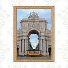 Quadro Moldura Dourada Portugal 45x34cm Acabamento:com Acetato