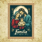 Quadro Moldura Dourada Sagrada Família De Nazaré 45x34cm Acab