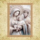 Quadro Moldura Dourada Sagrada Família Prateada 45x34cm Acaba