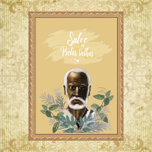 Quadro Moldura Dourada Salve Os Pretos Velhos 33x24cm Acabame