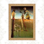 Quadro Moldura Dourada Surrealismo Dalí 33x24cm Acabamento:co