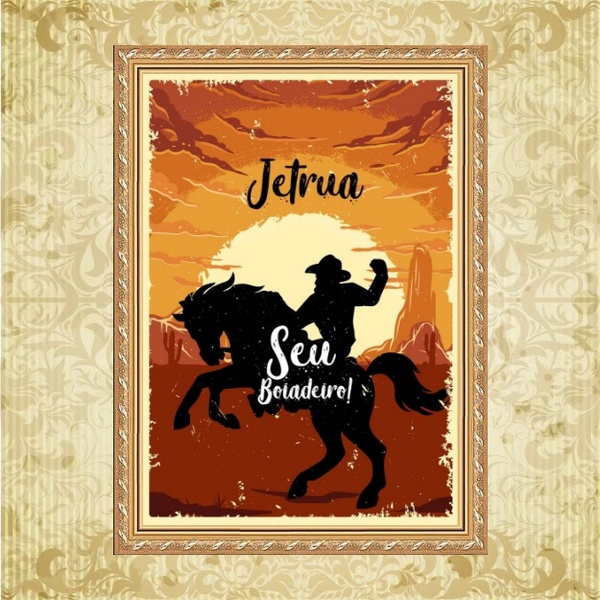 Quadro Moldura Dourada Umbanda Seu Boiadeiro 33x24cm Acabamen