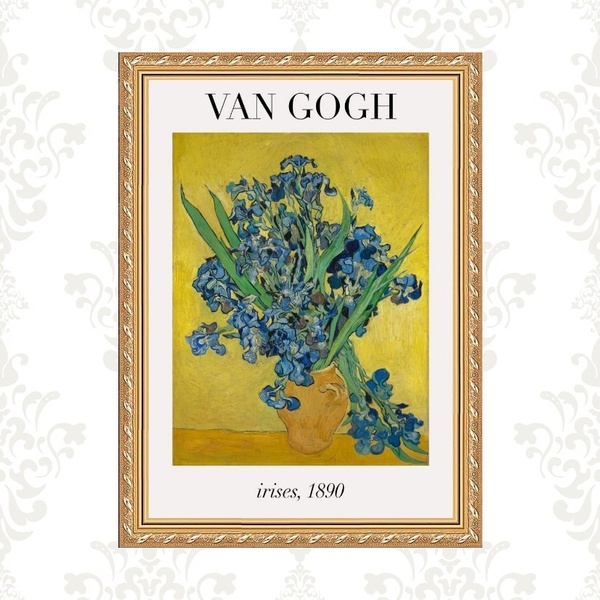 Quadro Moldura Dourada Van Gogh - Irises 33x24cm Acabamento:c