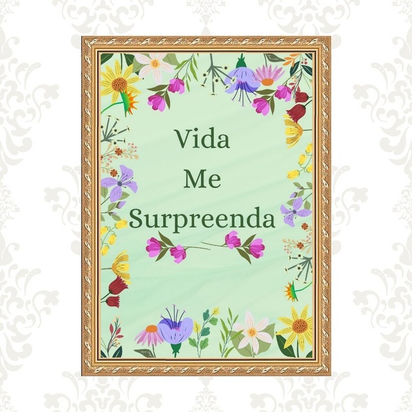 Quadro Moldura Dourada Vida Me Surpreenda 45x34cm Acabamento: