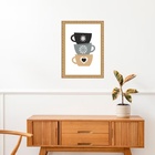 Quadro Moldura Dourada Xícaras De Café 45x34cm Acabamento:com