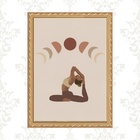 Quadro Moldura Dourada Yoga - Fases Lua 24x18cm Acabamento:co