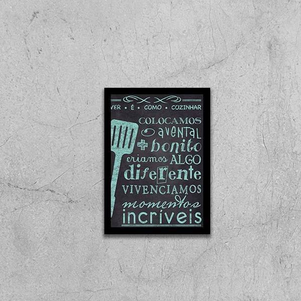 Quadro Momentos Incríveis Na Cozinha 45x34cm - Com Vidro Mold