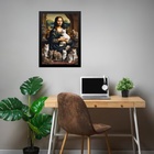 Quadro Mona Lisa Com Gatos 45x34cm Moldura Preta