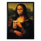 Quadro Monalisa Com Cerveja - Monabeer 24x18cm - Com Vidro Mo