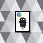 Quadro Monstrinho Com Balão 24x18cm - Com Vidro Moldura:madei