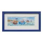 Quadro Montado Com Vidro Meios De Transporte Navio 15x30cm Az