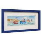 Quadro Montado Com Vidro Meios De Transporte Navio 15x30cm Az