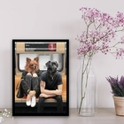 Quadro Montagem Cães Pessoas Metrô 33x24cm - Com Vidro Moldur