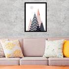 Quadro Montanhas Geométricas 24x18cm Moldura:madeira Branca