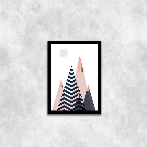 Quadro Montanhas Geométricas 45x34cm - Com Vidro Moldura:made
