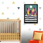 Quadro Montanhas Geométricas Multicoloridas 24x18cm Moldura:m