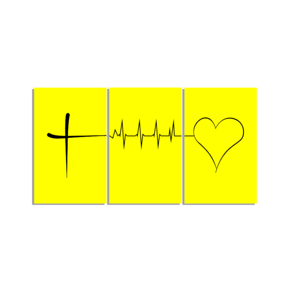 Quadro Mosaico 3 Peças Fé Esperança E Amor - Amarelo P