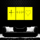 Quadro Mosaico 3 Peças Fé Esperança E Amor - Amarelo P