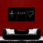 Quadro Mosaico 3 Peças Fé Esperança E Amor - Preto P