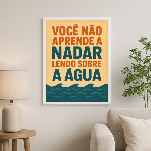 Quadro Motivacional - Aprender Na Prática 33x24cm - Com Vidro