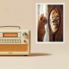 Quadro Motivacional Autoestima Gato Espelho Leão 45x34cm - Co