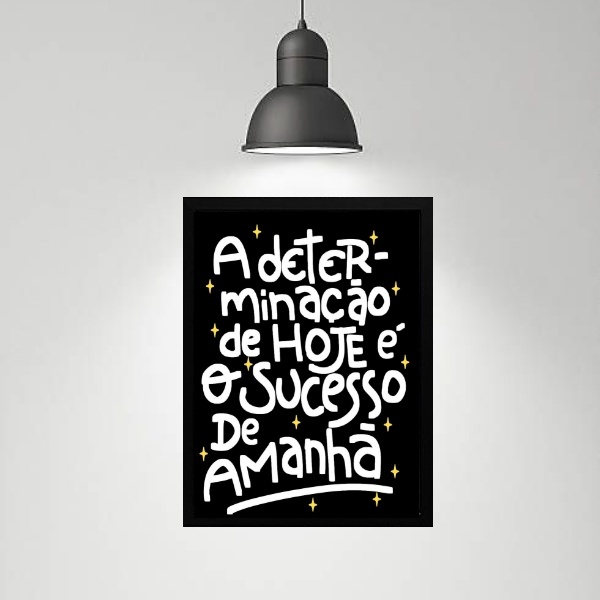 Quadro Motivacional Determinação Sucesso 45x34cm - Com Vidro