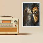 Quadro Motivacional Gatinho Espelho Leão 45x34cm - Com Vidro