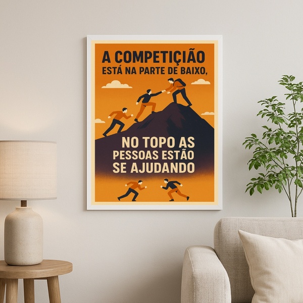 Quadro Motivacional Trabalho Em Equipe 24x18cm - Com Vidro Mo