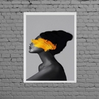 Quadro Mulher Abstrato Amarelo 24x18cm Moldura:madeira Preta