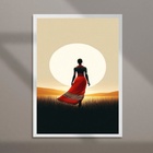Quadro Mulher Africana Ao Por Do Sol 24x18cm - Com Vidro Mold